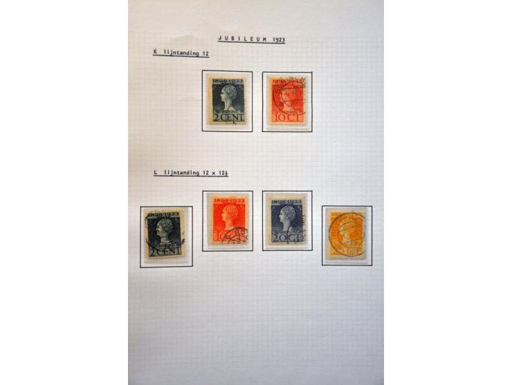 Jubileum 1923 collectie gespecialiseerd op tanding, gestempeld en */** waarbij 130 (9 ex.) en 131 (12 ex.) op albumbladen 