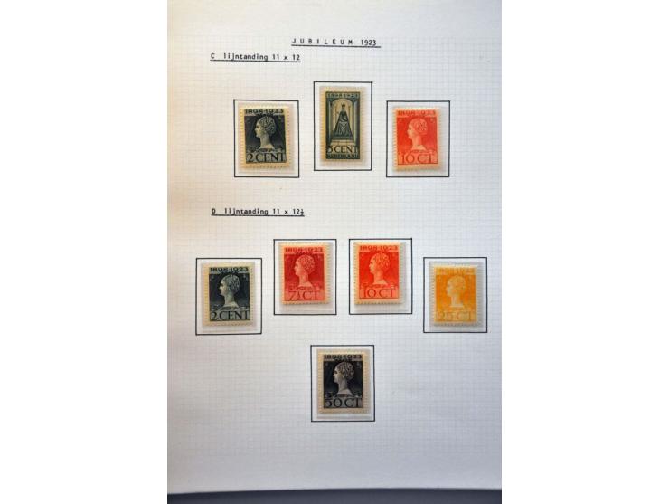 Jubileum 1923 collectie gespecialiseerd op tanding, gestempeld en */** waarbij 130 (9 ex.) en 131 (12 ex.) op albumbladen 