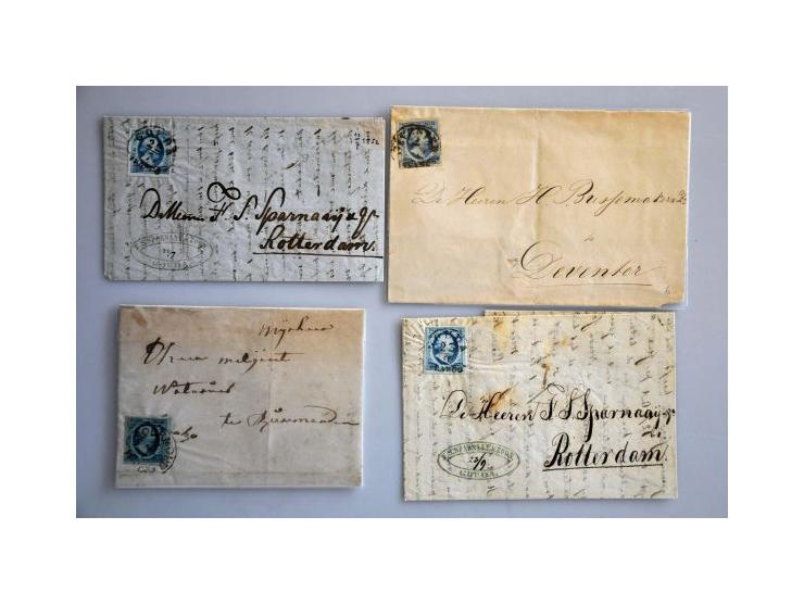 emissie 1852, collectie van 27 poststukken meest met halfrond-francostempels