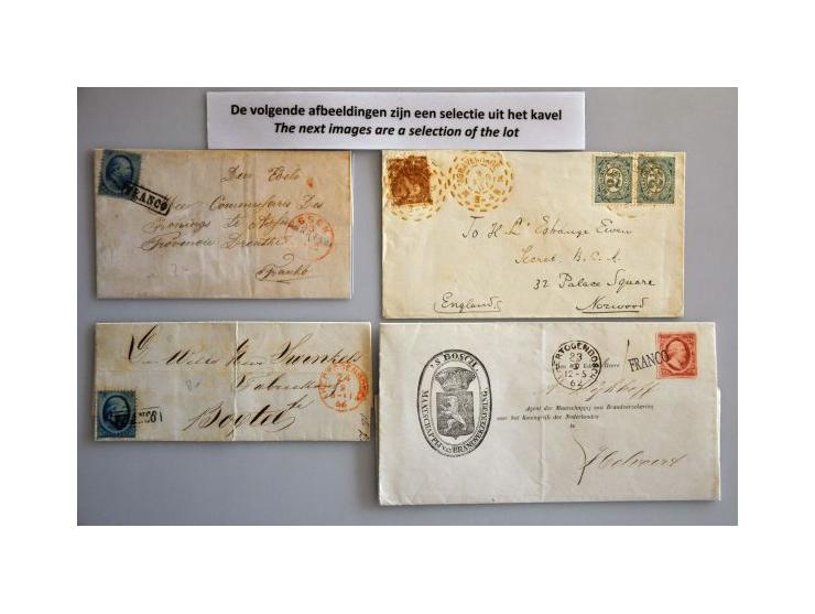 31 post(waarde)stukken w.b. brandstempel 's-Gravenhage 09-08-1901 op brief met gebreken naar Norwood (Engeland), emissie 1864