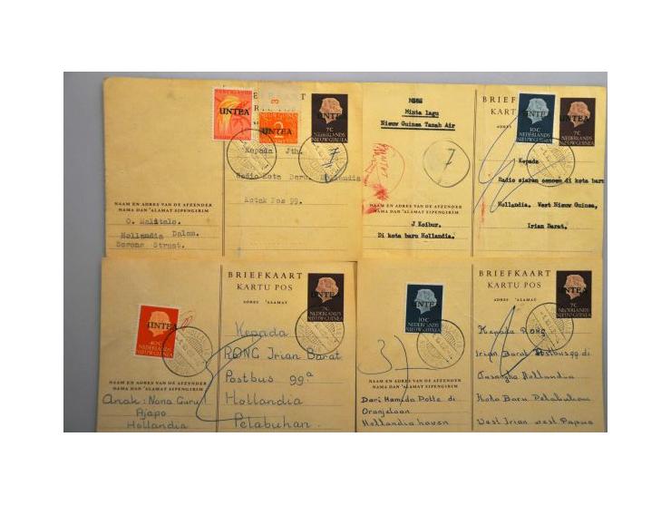 27 UNTEA briefkaarten (type I) met UNTEA bijfrankering naar RONG