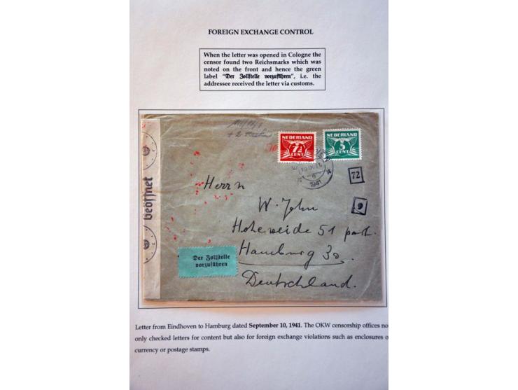 12 censored letters to/from Netherlands-Germany 1939-1944 including Danzig-Rotterdam September 29, 1939 with Von der Wehrmach