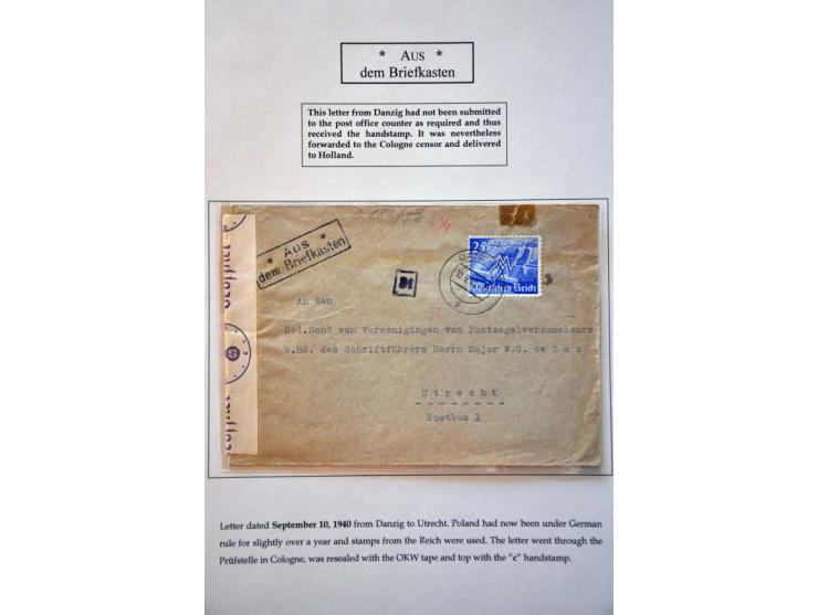 12 censored letters to/from Netherlands-Germany 1939-1944 including Danzig-Rotterdam September 29, 1939 with Von der Wehrmach