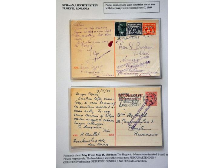 18 letters and postcards 1940, 8 May, 9 May (6x), 10 May (3x), 11 May, 13 May, 16 May (2x), 17 May, 18 May, 21 May (2x) and 3