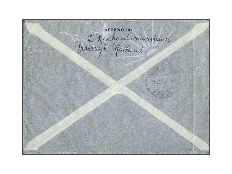 Air mail letter Beverwijk 10.XII.1941 to USA with child welfare 2½, 5 (4x) and 7½ cent (3x) with blue framed censor Zurück - 