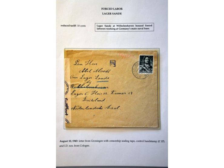 16 censored letters and parcel and postcards from the Netherlands to or from labour camps in Germany and occupied countries (