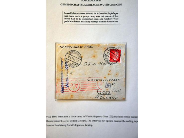 16 censored letters and parcel and postcards from the Netherlands to or from labour camps in Germany and occupied countries (