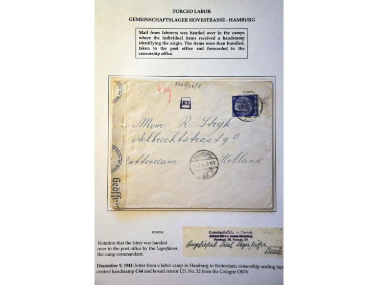 16 censored letters and parcel and postcards from the Netherlands to or from labour camps in Germany and occupied countries (