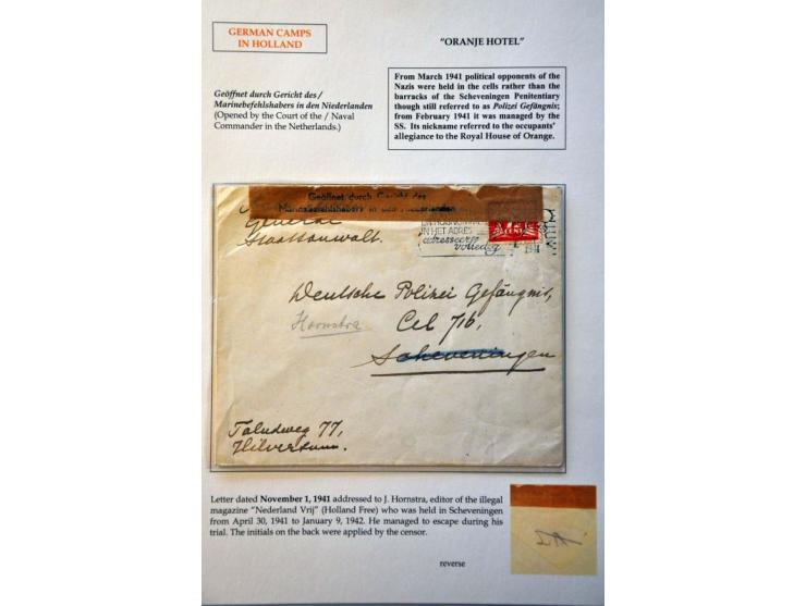 16 letters and forms from German camps in the Netherlands Camp Haaren, Westerbork (including banknotes of 10 and 100 cent), A