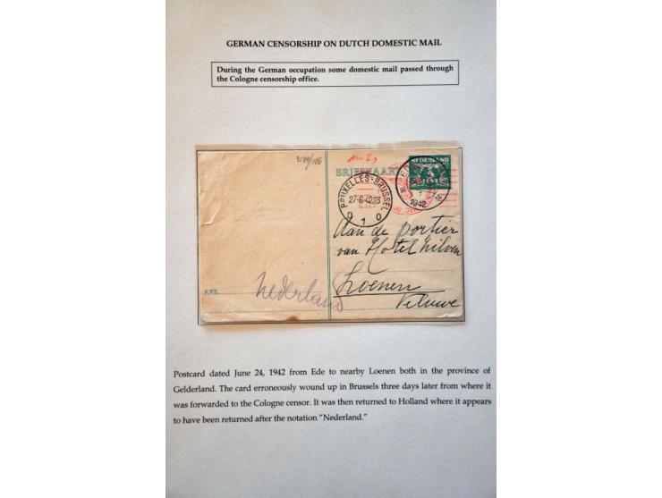 5 domestic letters with German censor (4x Cologne and 1 Münich), 1 with red Brievenbus/Aus dem Briefkasten (not delivered at 