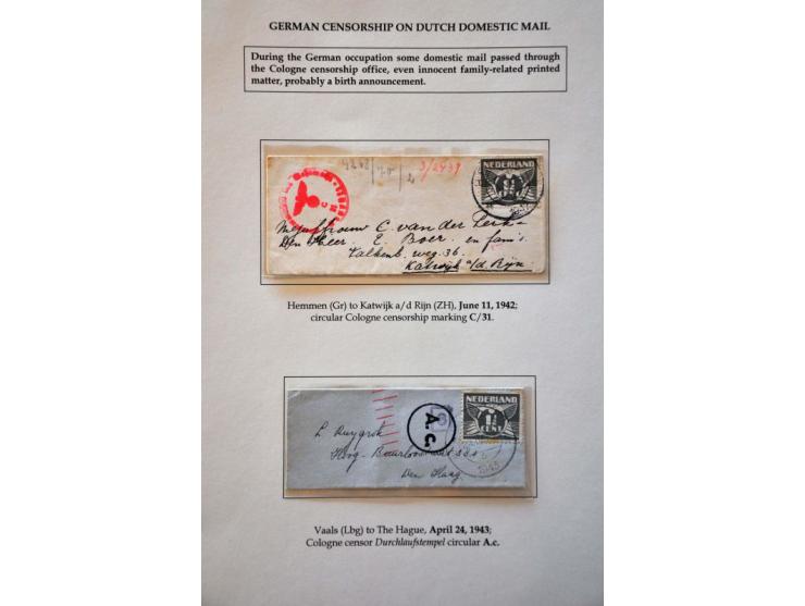 5 domestic letters with German censor (4x Cologne and 1 Münich), 1 with red Brievenbus/Aus dem Briefkasten (not delivered at 