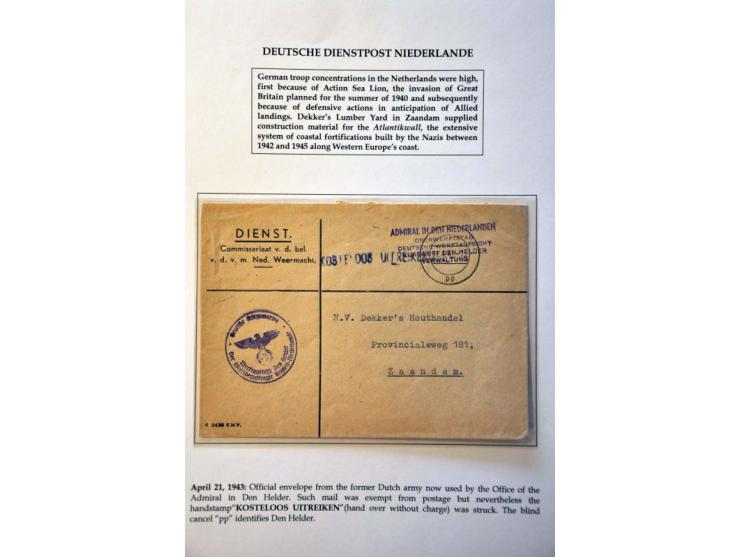 Deutsche Dienstpost Niederlande 23 letters and cards including postcard 6 Pf. KLV Lager Bösegrunde Sudetenland 15.3.45 to Ams