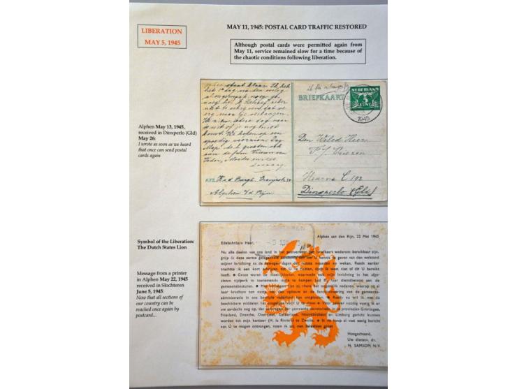 Liberation 1944-1945, 21 letters including 3x blue No. 8 SQDN NETHERLANDS . AIR . FORCES, purple Niet toegelaten on letter La