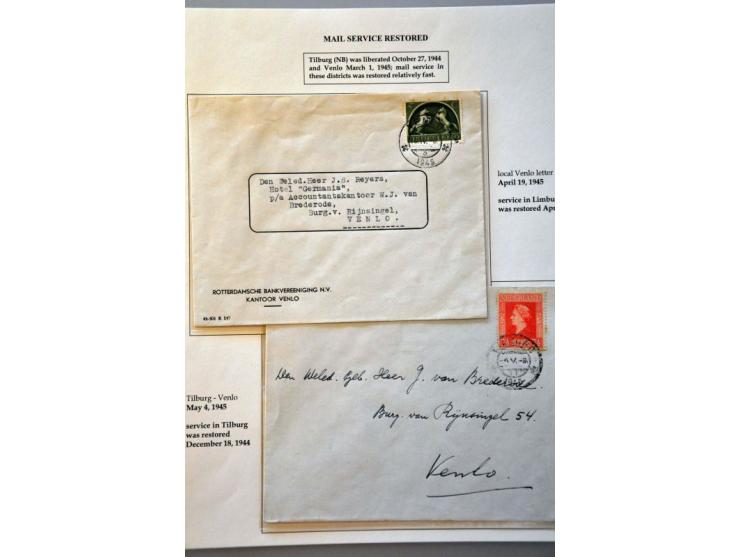 Liberation 1944-1945, 21 letters including 3x blue No. 8 SQDN NETHERLANDS . AIR . FORCES, purple Niet toegelaten on letter La