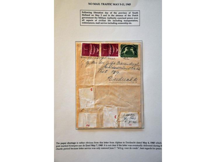 Liberation 1944-1945, 21 letters including 3x blue No. 8 SQDN NETHERLANDS . AIR . FORCES, purple Niet toegelaten on letter La