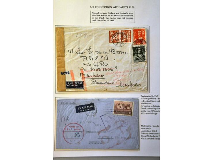 (Not) restoration postal services, 22 letters April 1945-November 1945 including Terug afzender Niet toegelaten (return sende