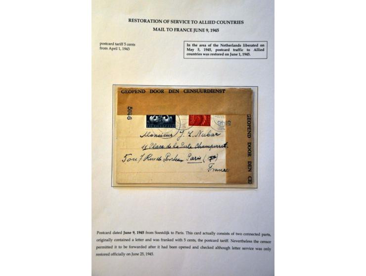 (Not) restoration postal services, 22 letters April 1945-November 1945 including Terug afzender Niet toegelaten (return sende