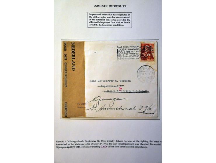 Envelope with 7½ cent from Utrecht-Station 18.IX.1944 to 's-Hertogenbosch, delayed because of the fighting, with Dutch censor