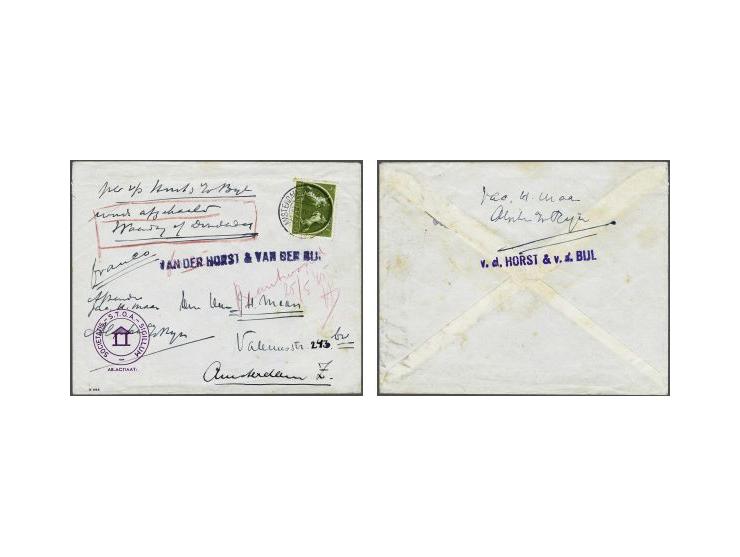 Letter with 5 cent prancing horses, local rate, from Alphen aan de Rijn to Amsterdam by intercity barge VAN DER HORST & VAN D