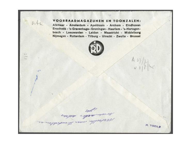 Label GEOPEND op last van het/ Militair gezag on letter Amsterdam-Venlo 27.VII.1945 (open 4 in arrival cancel Venlo) and writ