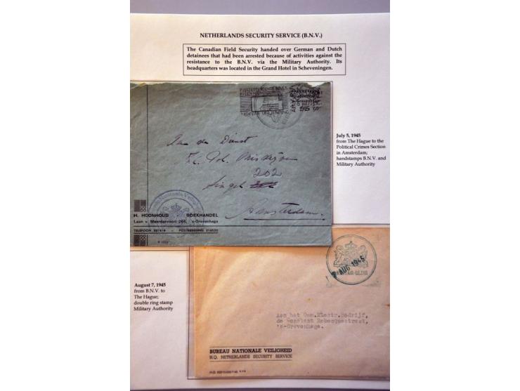 17 censored letters March 1945-September 1945 including red oval militair gezag Vak VII District (military authority) on lett