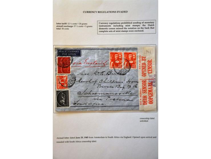 17 censored letters to/from abroad May 1945-October 1945 including letter June 1945 to Curaçao, letter July 1945 to Canada wi