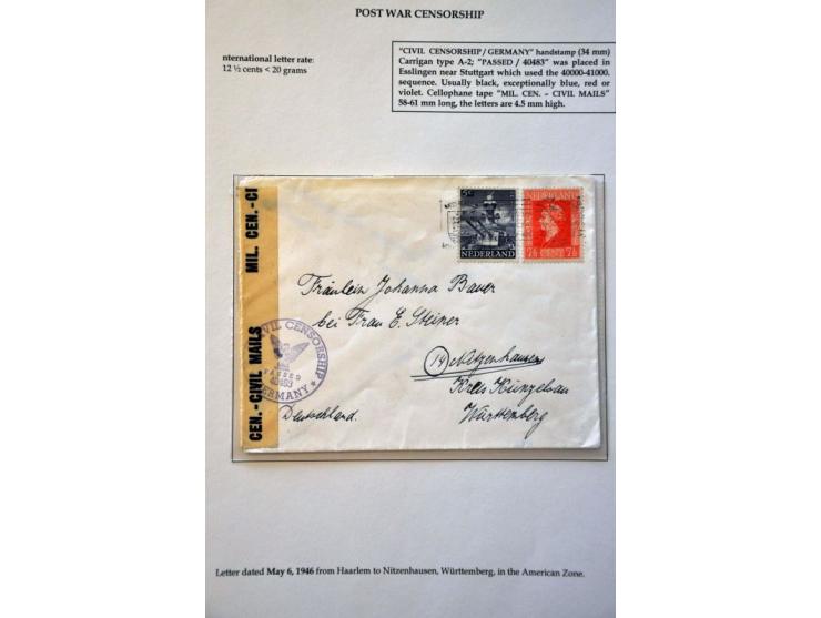 16 letters May 1946 to September 1949 to abroad, all censored and many return sender with different stamps and labels, transi