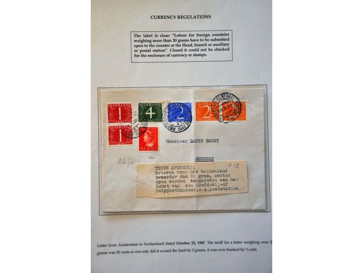 16 letters May 1946 to September 1949 to abroad, all censored and many return sender with different stamps and labels, transi