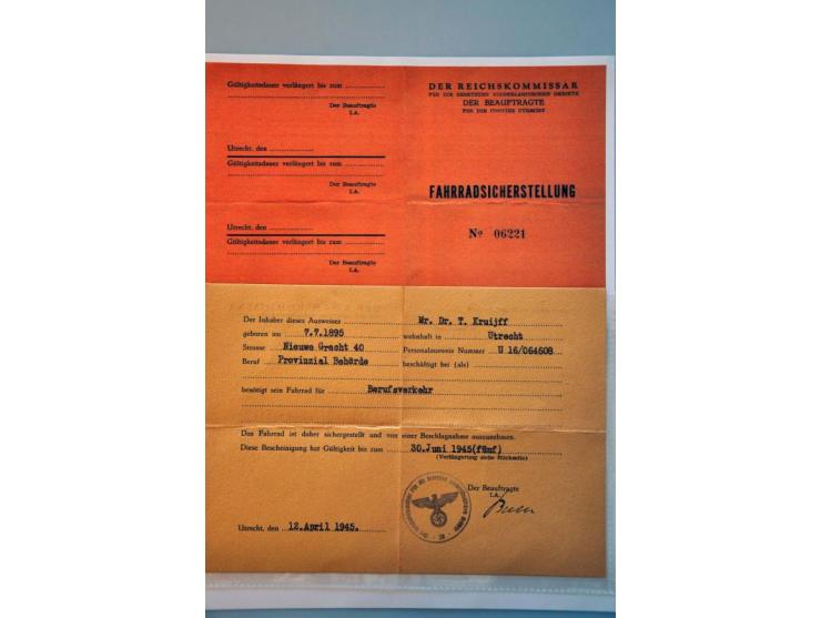 15 permissions and documents of Mr. Dr. T. Kruijff 1939-1942, employee of the government of the province of Utrecht including