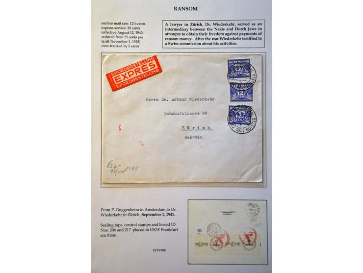 5 letters and 1 card from September 1941-November 1943 to Dr. Arthur Widerkehr Zürich (a Swiss lawyer who was an intermediary