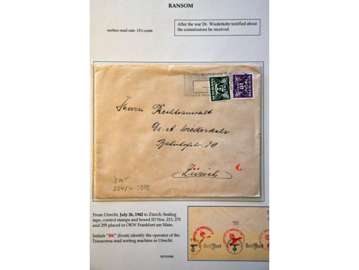 5 letters and 1 card from September 1941-November 1943 to Dr. Arthur Widerkehr Zürich (a Swiss lawyer who was an intermediary