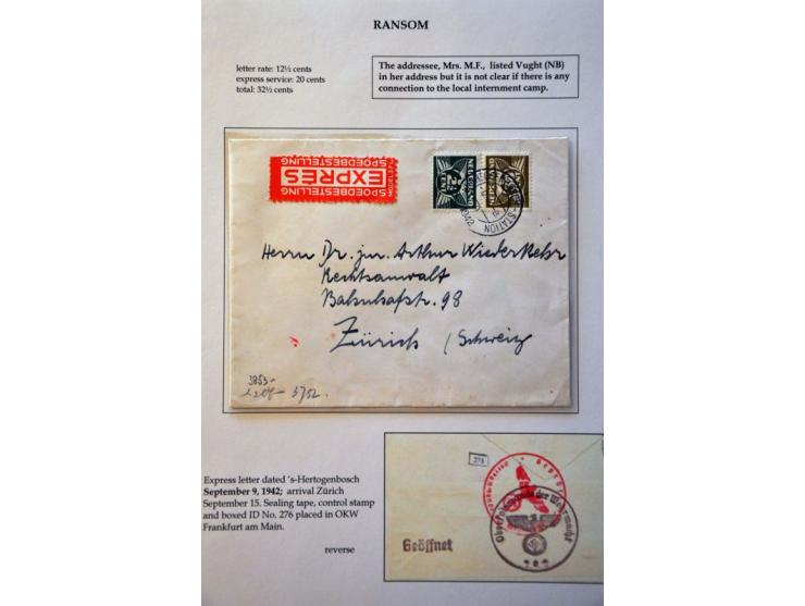 5 letters and 1 card from September 1941-November 1943 to Dr. Arthur Widerkehr Zürich (a Swiss lawyer who was an intermediary