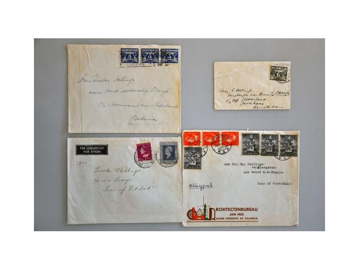 10 letters 1941-1946 all to Miss Herllings Zaandam (nurse on board of the ship M.V. Oranje), including from Neth.Indies with 