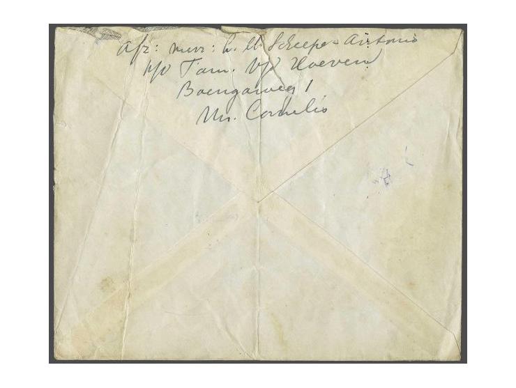 Netherlands Indies express letter from Batavia-Centrum 17.2.42 to Tandjong Karang (South Sumatra) with 5 cent 3 ex. 10 cent Q