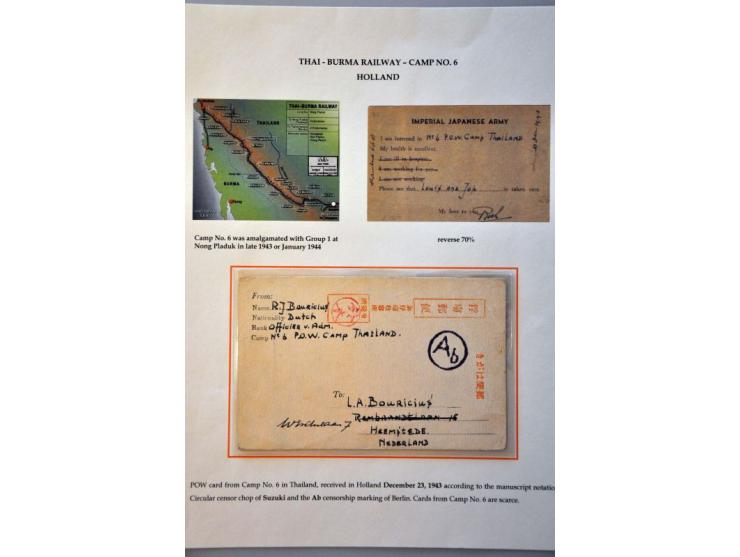 Preprinted and censored Imperial Japanese Army card from POW in camp 6 Thailand to a relative in the Netherlands with Suzuki 