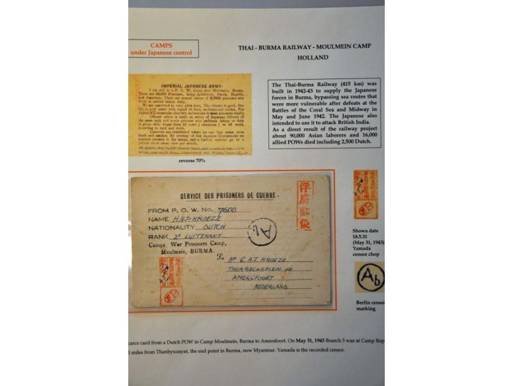 Preprinted Imperial Japanese Army card from a Dutch POW in Camp War prisoners Camp Moulmein Burma (for workers at the Thai-Bu