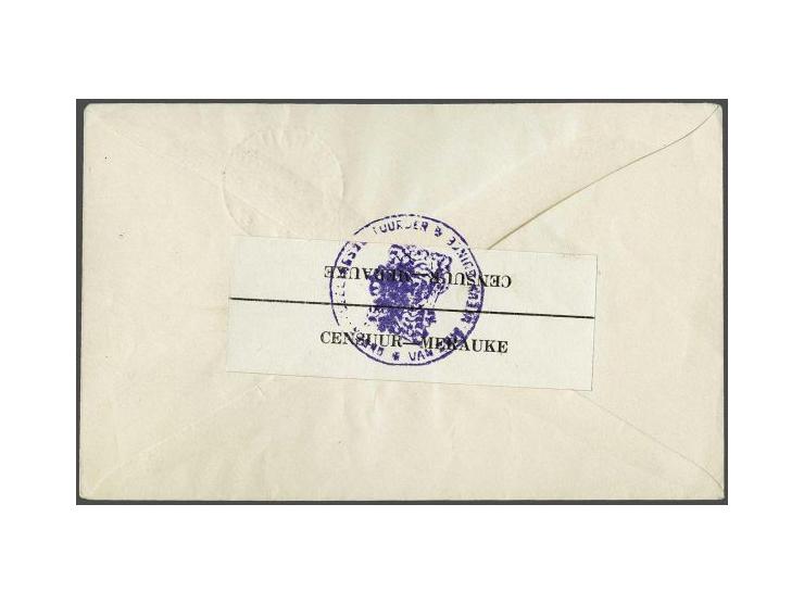 Netherlands New Guinea pre-franked cover Frankeering betaald/Postage paid on letter from Merauke 8.12.44 to New York, at reve