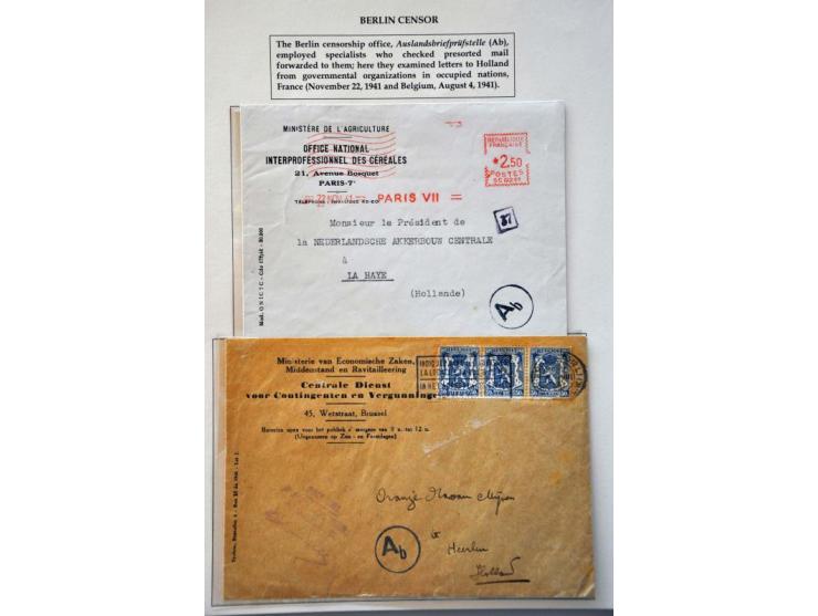 'b' Berlin censor, 10 letters to/from the Netherlands including registered postcard to Finland April 1943