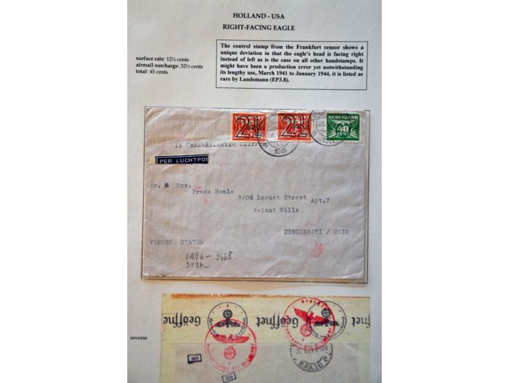 'e' Frankfurt censor, 6 letters and cards to/from the Netherlands including from Cuba through Lisbon and Frankfurt to Rotterd