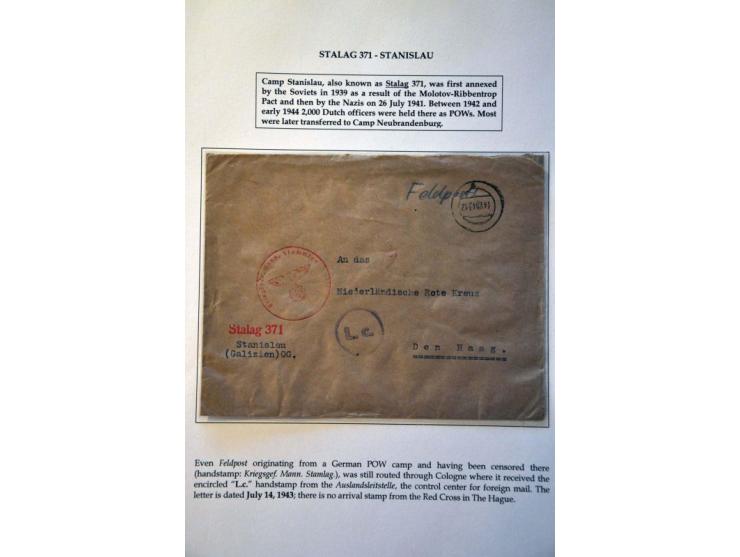 Stalag, 5 censored letters from different camps including IID (with au service du maréchal), all to the Netherlands, and 2 le