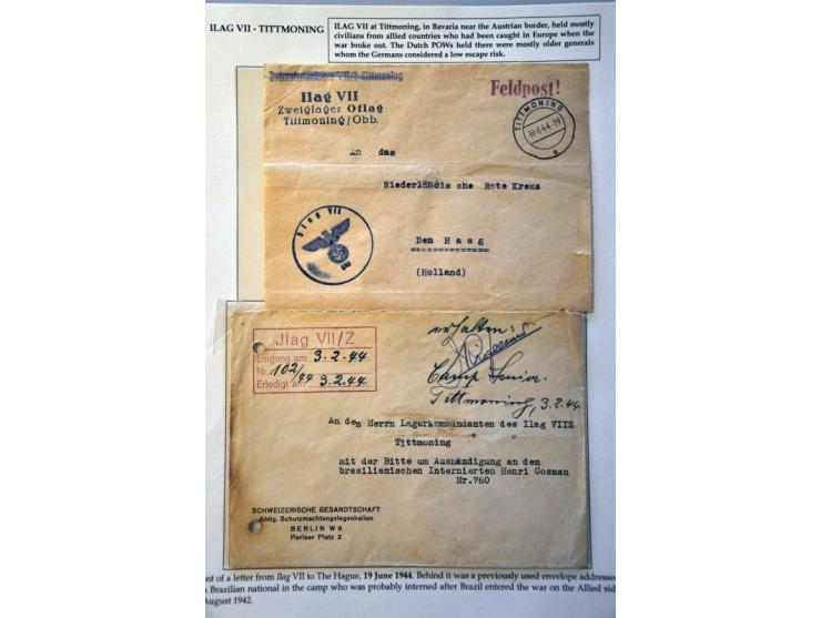 Stalag, 5 censored letters from different camps including IID (with au service du maréchal), all to the Netherlands, and 2 le