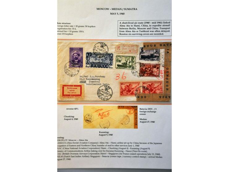 Russia registered air mail letter Moscow-Medan 5.5.40 by Aeroflot, Hamiata (short lived air route, 1940-mid 1941, only a few 