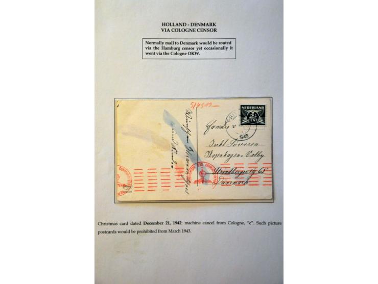 17 letters to/from Scandinavia June 1940 to April 1945, censored by Germans (some Cologne instead of Hamburg) and some rare c