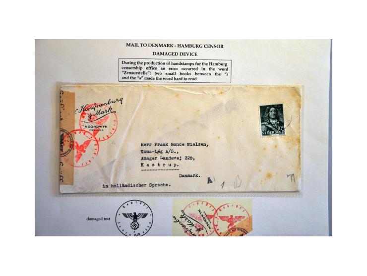 17 letters to/from Scandinavia June 1940 to April 1945, censored by Germans (some Cologne instead of Hamburg) and some rare c