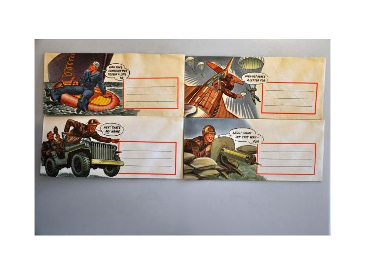 USA 6 (4 different) unused Humorous envelopes Keep 'Em Smiling, including wrapper