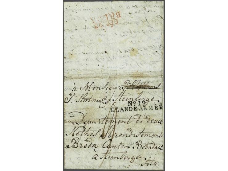 Franse Post, No.19/ GRANDE-ARMÉE in zwart op brief van Dresden 1 aug 1813 naar Steenbergen (naam geadresseerde doorgehaald), 