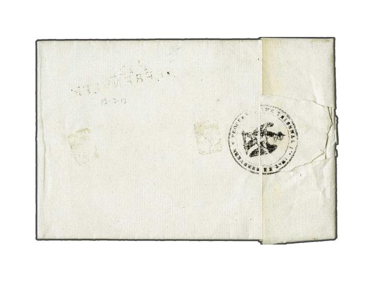 P.122.P. HEERENVEEN in zwart, pracht afdruk op brief 14-3-1813 naar Drachten met waarschijnlijk abusievelijk gebruik van 122 