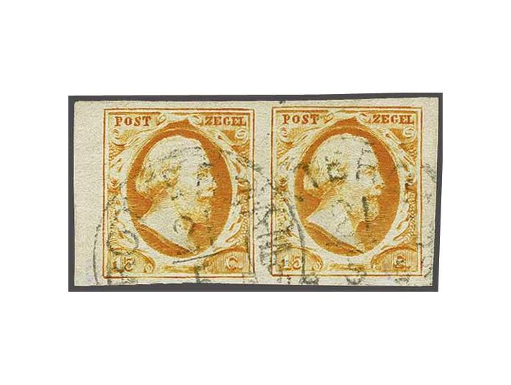 15 cent donkeroranje pos. 86-87 in paar met velrand, pracht ex.
