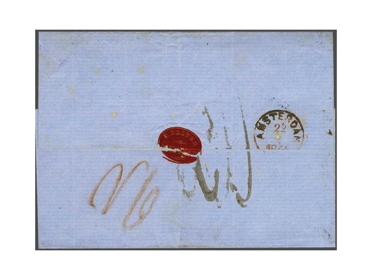 15 cent donkeroranje op briefomslag van Rotterdam 21-2-1861 naar Amsterdam met stempel ontoereikend in rood en geschreven por