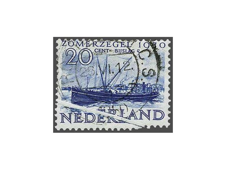 Motorschip 20 cent blauw met variëteit harmonicavouw, pracht ex.